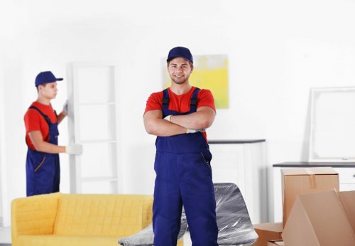 House movers working in a Docklands apartment building