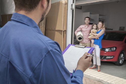 Local moving van operating in Docklands with urban access challenges