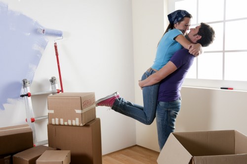 Securely loaded moving van with safety equipment in place