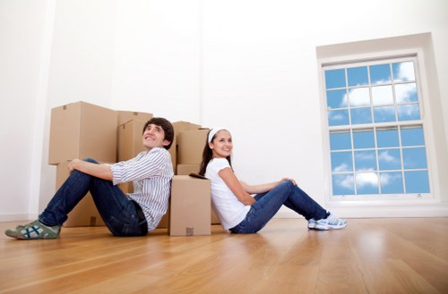 Docklands house moving preparation with packed boxes