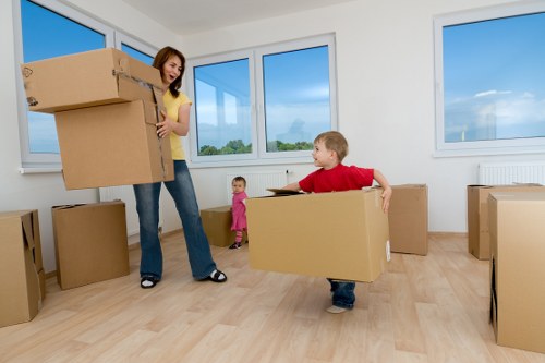 Office moving team coordinating access in a Docklands building