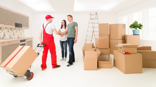 Packing and moving office equipment during a Docklands relocation