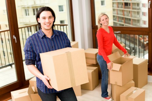 Boxes and furniture prepared for a Docklands move